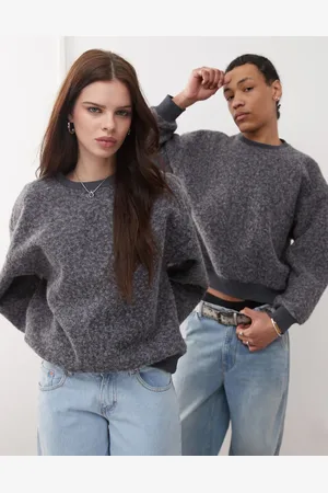 Reclaimed Unisex textured sweatshirt in charcoal