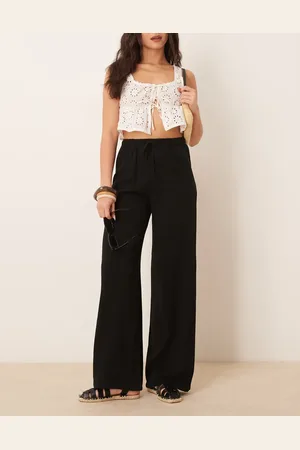 Stradivarius Linen look pull on pants in