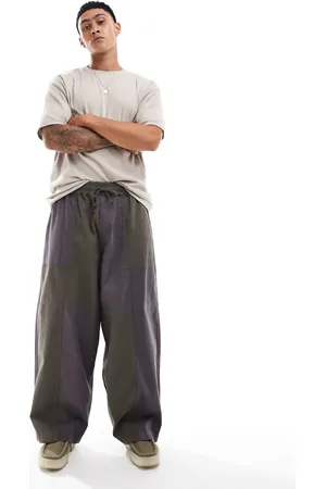 ASOS Oversized balloon pants in gray and khaki mix