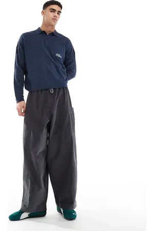 ASOS Oversized baggy corduroy pants with side pockets in charcoal