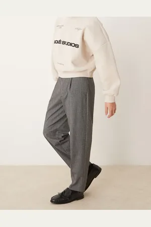 ASOS Smart oversized tapered pants with front pleat in & white micro plaid