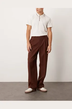 ASOS Smart wide leg pants with front pleat in rust speckled wool mix