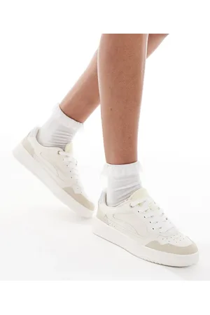 Stradivarius Flatform sneakers in beige and