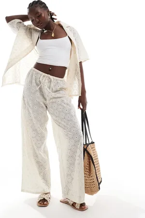 Esmée Esmee Exclusive loose fit crochet beach pants in cream