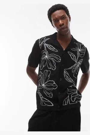 Topman Front placement embroidered knit shirt in