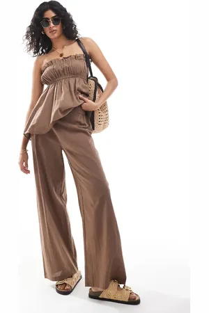 Esmée Esmee Exclusive relaxed leg linen look pants in coffee