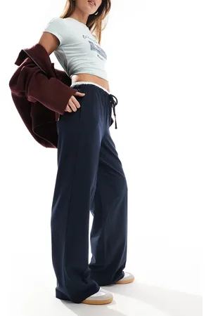 ONLY Contrast waistband loose fit tailored pants in pinstripe