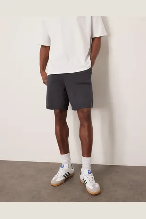 ASOS Oversized midweight knit cotton shorts in charcoal - part of a set