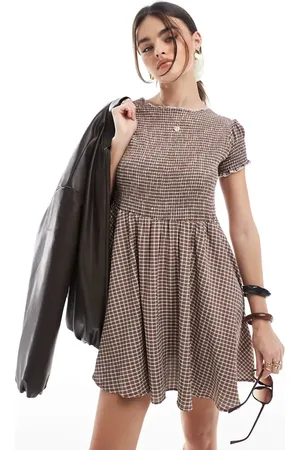 Daisy Street Mini smock dress in check