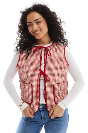 Daisy Street Quilted vest in gingham