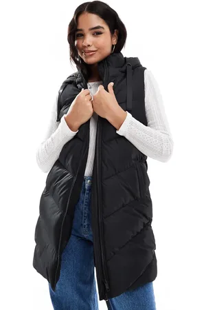 Threadbare Longline padded vest with hood in