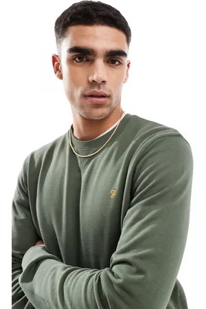 Farah Tim crew neck sweatshirt in khaki