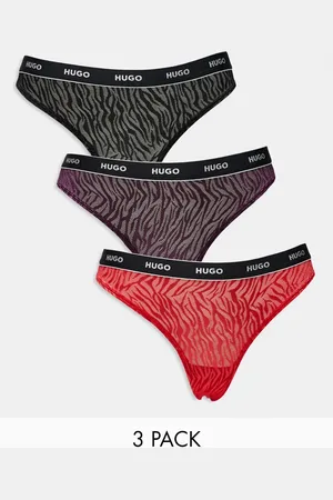 HUGO BOSS HUGO Bodywear 3 pack thongs in black and red lace