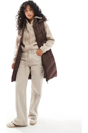 Threadbare Longline padded vest with hood in