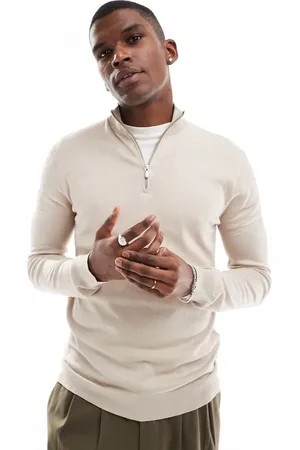 Only & Sons 1/4 zip sweater in stone