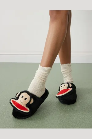 Daisy Street X Paul Frank fluffy slippers with 3D face in