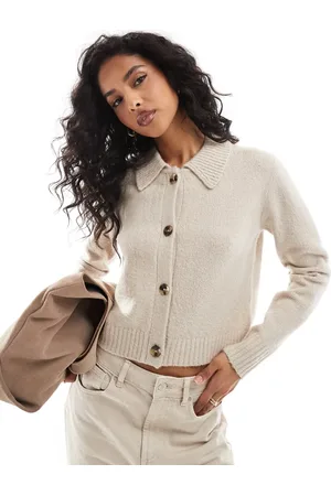 Threadbare Knit collar detail sweater in oat