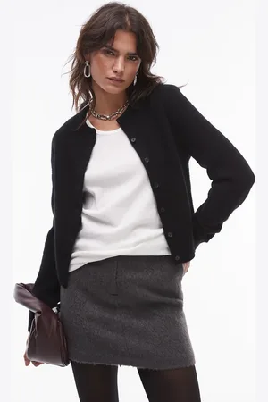 & OTHER STORIES Fluffy alpaca wool blend cardigan with button front in