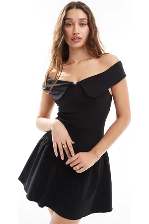 Daisy Street Off-shoulder bow detail drop waist mini dress