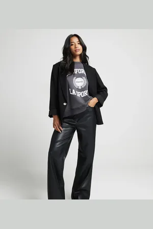 River Island Faux leather straight leg pants in