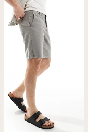 Only & Sons Linen mix chino shorts in charcoal