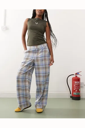Reclaimed Wide leg pants in blue plaid