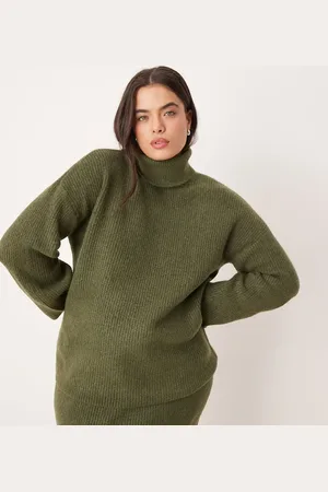 VILA Turtleneck knit sweater in khaki - part of a set