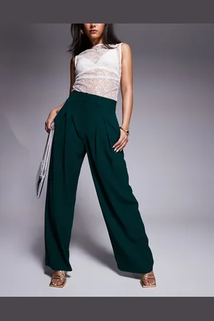 River Island Pleated wide leg pants in dark