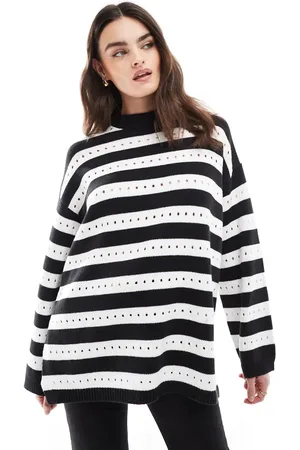 ASOS Relaxed stripe stitch sweater in mono