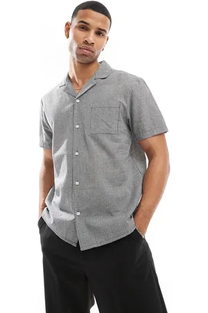 Another Influence Gingham check short sleeve shirt in charcoal