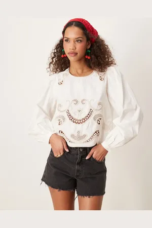 JDY Crochet detail blouse in
