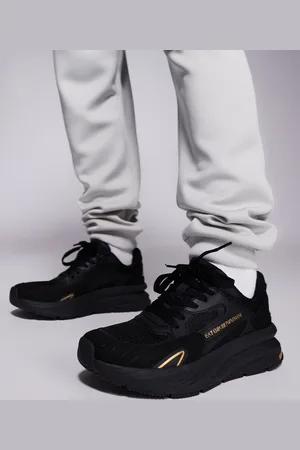 EA7 Armani logo mesh mix sneakers in and gold