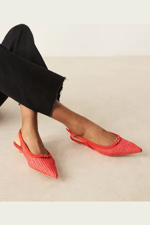 Glamorous Slingback low heeled shoes in raffia