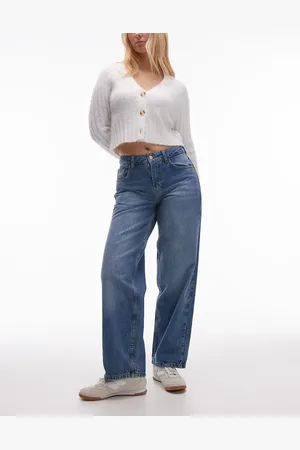 Topshop Hourglass Cinch low rise relaxed jeans in mid
