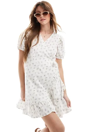 Brave Soul Ditsy print mini wrap dress in
