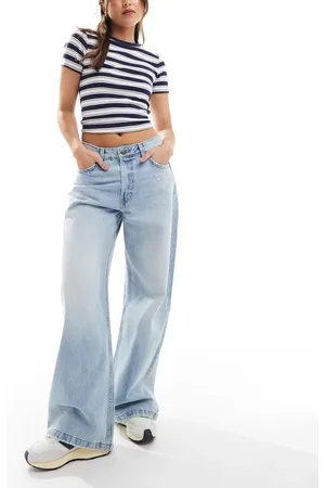 Pull&Bear Baggy oversized wide leg jeans in light