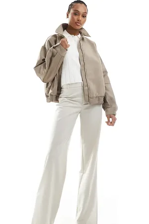 Stradivarius Tall tailored straight leg pants in ecru