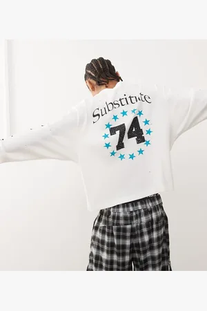 COLLUSION Oversized long sleeve with substitute print in ecru