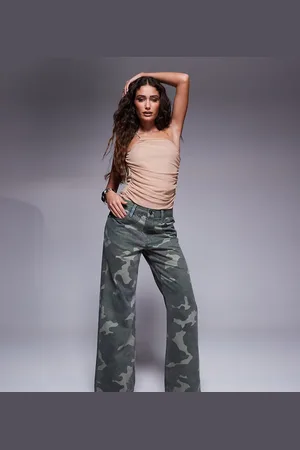 River Island Camo print relaxed straight jean in khaki