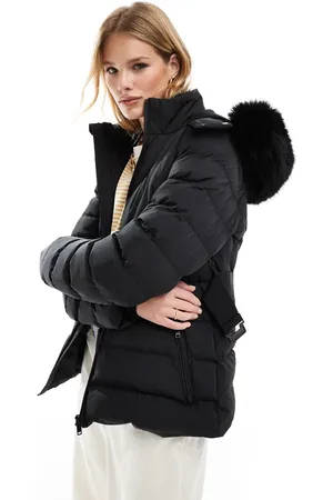 Threadbare Hooded ski jacket in with belt