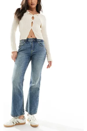 Stradivarius STR flare cropped jeans in medium wash