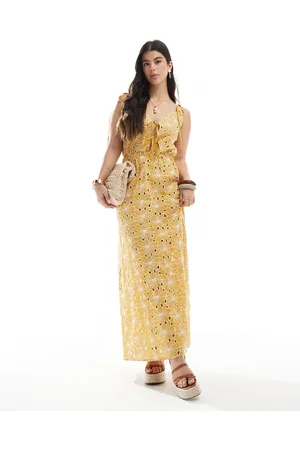 Esmée Esmee Exclusive maxi eyelet beach dress in mustard