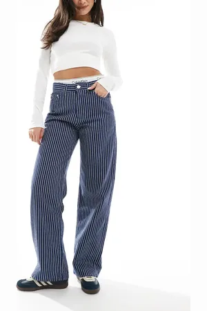 Pull&Bear Striped baggy jeans in