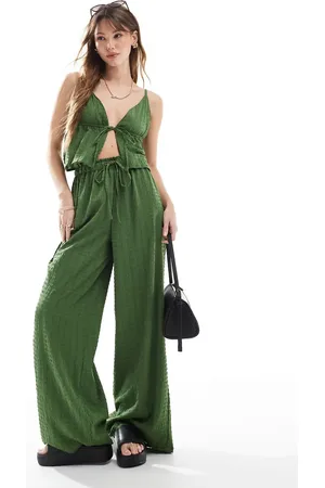 Esmée Esmee Exclusive textured wide leg beach pants in olive - part of a set