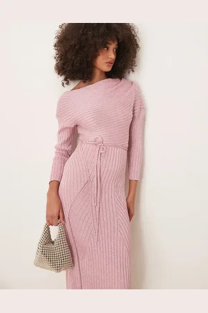 Never Fully Dressed Off shoulder knit maxi dress in baby
