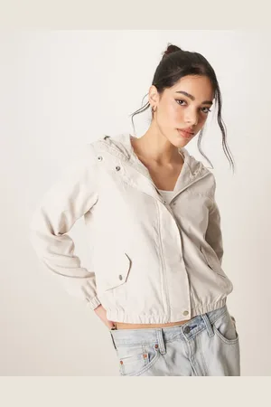 JDY Hooded lightweight cropped jacket in beige