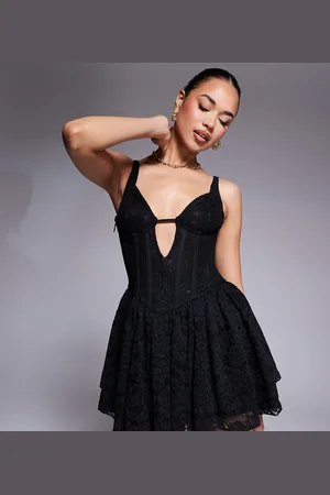 Murci Exclusive lace structured corset keyhole detail mini dress in