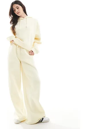 Miss Selfridge Premium wide leg sweatpants in butter - part of a set