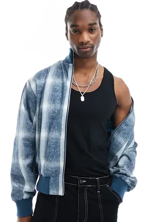 COLLUSION Check zip up jacket in blue