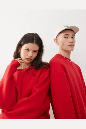 Reclaimed Unisex boxy sweater in cherry